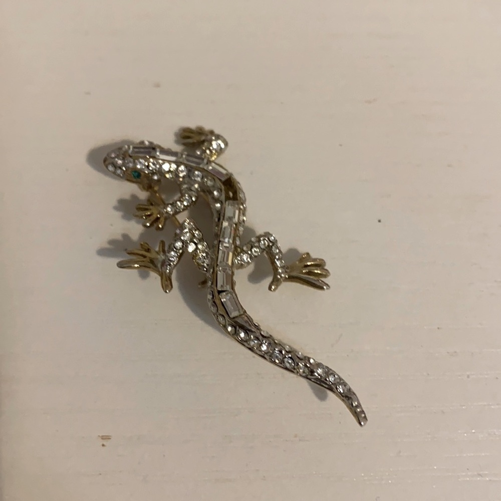 Lizard silver brooch